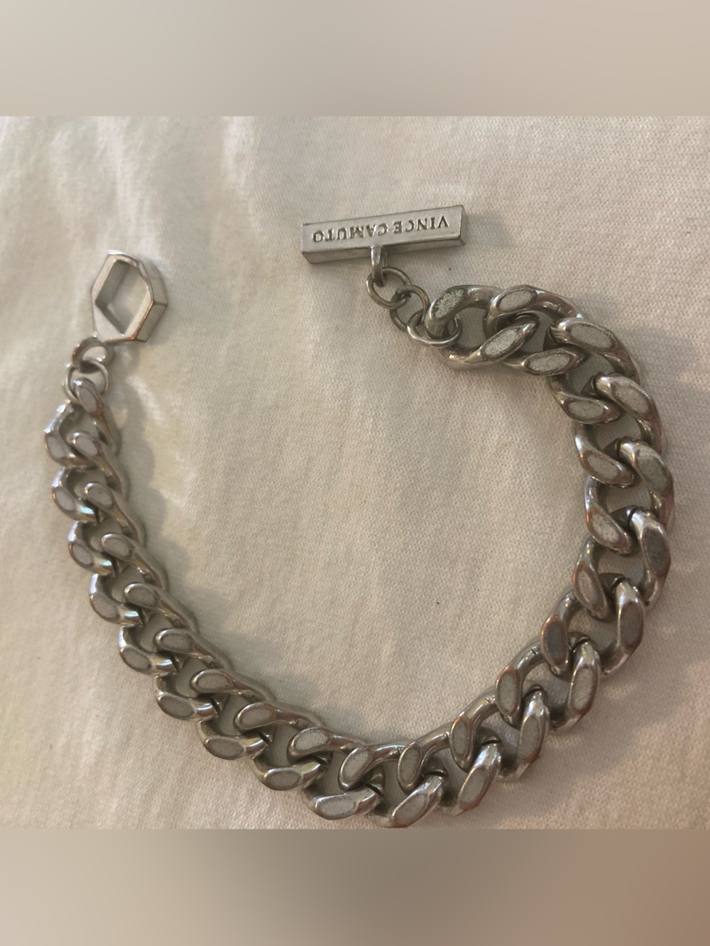 Vince Camuto Chunky Silver Tone Status Link Bracelet Toggle Clasp